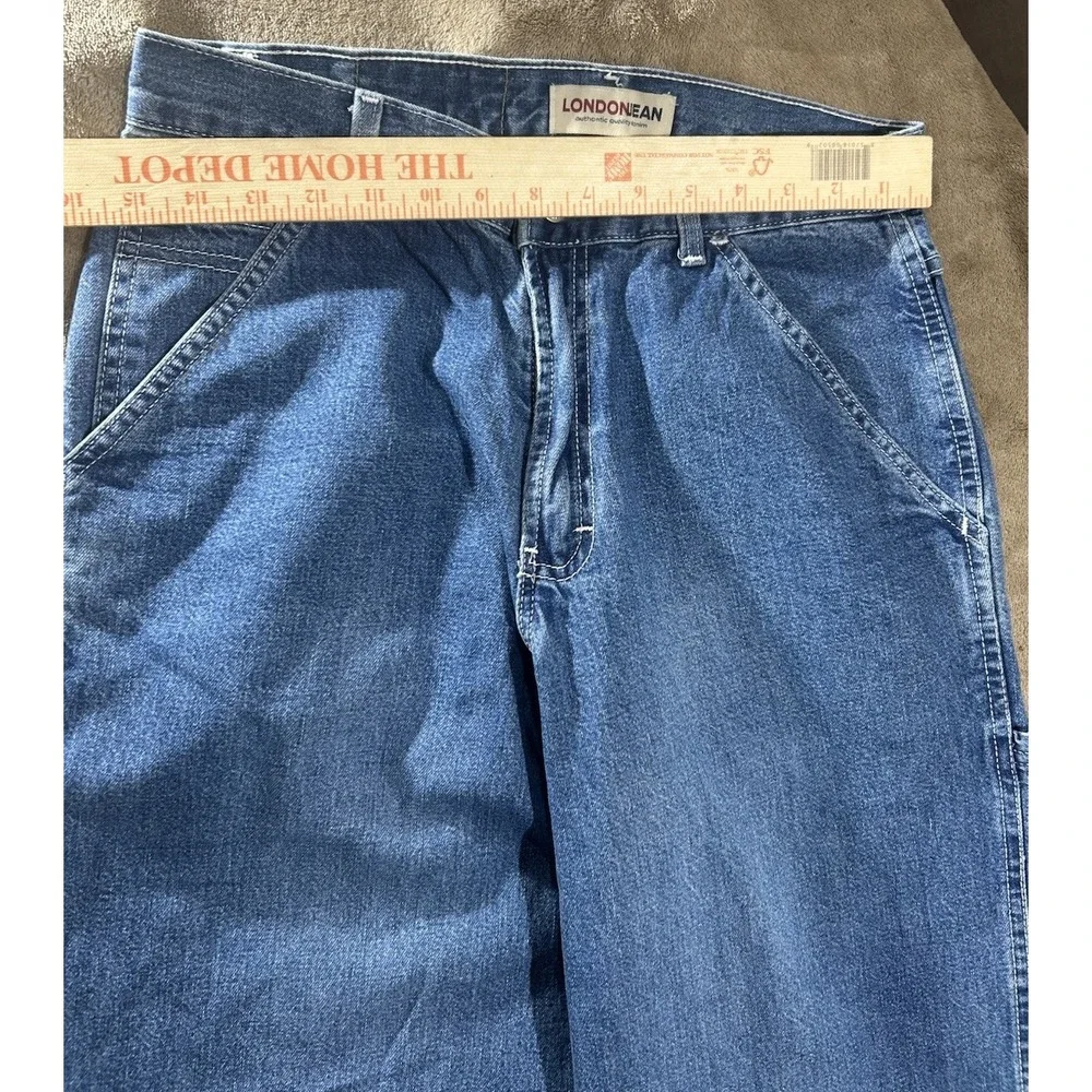 Vintage 90s London Jean Size 10 Tall Carpenter Denim Wide Leg Made in USA Blue